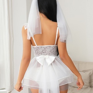 Lingerie de mariée blanche <span class=keywords><strong>sexy</strong></span> pour femmes body pour dames sous-vêtements <span class=keywords><strong>sexy</strong></span> robe et voile ensemble de sous-vêtements sexuels pour femmes combinaison une pièce - Product Image 5