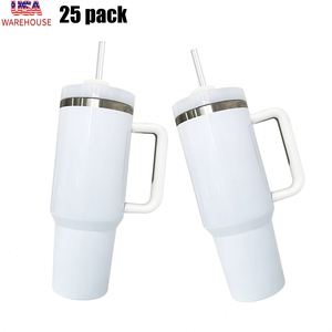 <b>Double</b> <b>Walled</b> Stainless Steel H2.0 40oz Blank Sublimation Glossy White Bottle Tumbler Cups <b>Mugs</b> - Product Image 1