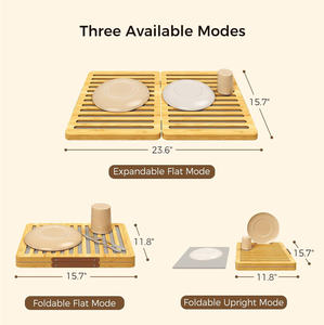 Estante de secado de platos de bambú ecológico con soporte para utensilios Aprobado por La FDA Estante de secado de toallas de bambú portátil para acampar RV - Product Image 4