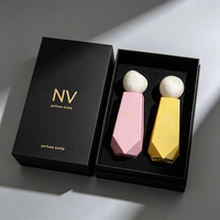 Flacons de parfum en verre conique à facettes couleur pastel, flacons de parfum vides personnalisés, bouchon en pierre à grain marbré, vente en gros, flacon de 100 ml