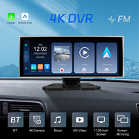 Monitor DVR de 11.26'' con Pantalla Táctil 4K, Inalámbrico, CarPlay y Android Auto, Doble Lente, Soporte para Corolla, Compatible con Cámara Trasera, 1 Año de Garantía