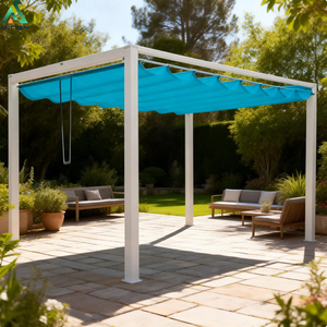 <span class=keywords><strong>Pergola</strong></span> à auvent réglable manuellement ANCSEM, structure en <span class=keywords><strong>aluminium</strong></span> pour patio et jardin, avec sangles de verrouillage incluses - Product Image 6