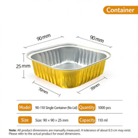 Gobelet carré en aluminium de 110 ml pour pudding, gâteau au chocolat, moule de cuisson pour friteuse à air et four