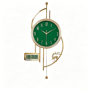 Horloge <span class=keywords><strong>murale</strong></span> silencieuse à quartz analogique en métal <span class=keywords><strong>doré</strong></span> de luxe, cadran géométrique abstrait, design Art Déco, style antique, à suspendre - Product Image 4
