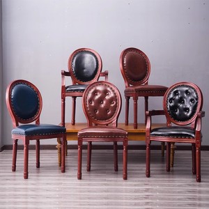 American-Style Distressed Vintage Solid Wood Dining <strong>Chair</strong> Modern Round-Backed Armchair for Home Restaurant Use European-Style - Product Image 2