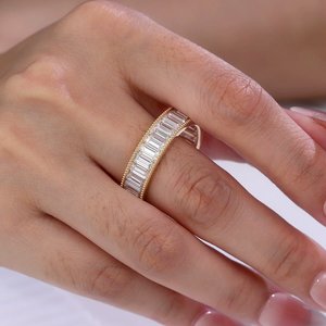 Anillo de Diamantes de Laboratorio con Corte Baguette en Oro de 10K para Mujer, Marca Xinfly, Diseño de Eternidad Completa, Anillo de Compromiso de Lujo y Moda - Product Image 3