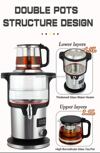 Appareils électroménagers de cuisine Bouilloire à thé turque automatique double Grande affichage numérique 5,6L Bouilloire à thé en verre silicate avec infuseur amovible - Product Image 5