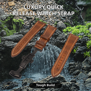 Bracelet de montre en cuir Crazy Horse souple à dégagement rapide, remplacement de luxe pour hommes, style brut, sangle de haute qualité 24 mm - Product Image 2