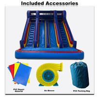 Toboggan aquatique gonflable géant commercial pour enfants et adultes, double piste, toboggans aquatiques humides et secs, château gonflable avec piscine