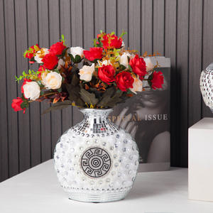 <span class=keywords><strong>Vase</strong></span> en céramique argenté de luxe avec diamants écrasés, <span class=keywords><strong>grand</strong></span> miroir, arrangement en mosaïque séchée, <span class=keywords><strong>vase</strong></span> à fleurs pour la décoration de la maison et du mariage - Product Image 5