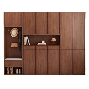 Solid Wood Vintage Style Shoe <b>Cabinet</b> Integrated <b>Wall</b> <b>Mounted</b> Storage Living Room Large Capacity Storage <b>Cabinet</b> - Product Image 5
