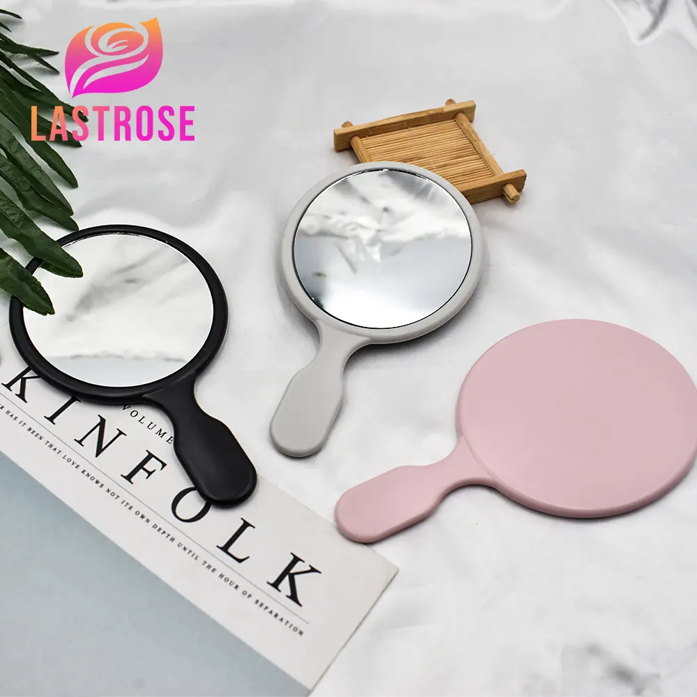 Private Label Herz spiegel Einseitiger Schmink spiegel mit Griff Hand Make-up Spiegel für Beauty Girl Personal ized Pink Mirr