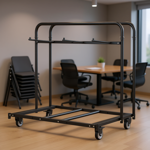 Chariot pliant pour chaises, capacité 400 lb, avec roulettes, pour mobilier de bureau, design industriel en métal, style moderne, autoportant - Product Image 2