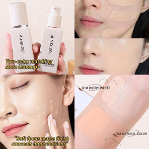 MINSHZEE Cobertura completa Impermeable Seco Piel grasa <span class=keywords><strong>Corrector</strong></span> de larga duración Ligero Base de maquillaje de larga duración Base líquida - Product Image 4