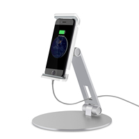 Support de téléphone portable réglable, pliable, flexible, rotation à 360 degrés, en aluminium, certifié CE, argent/gris foncé, portable, pour bureau