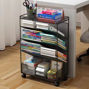 Estantería de 6 Niveles con Ruedas, Archivador Móvil <span class=keywords><strong>para</strong></span> Oficina en Casa, Estantería Moderna <span class=keywords><strong>para</strong></span> Dormitorio, Sala de Estar - Estantes de Almacenamiento - Product Image 4