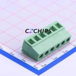 WJ128V-5.0-6P Screw Terminal Block Through hole Component (THT),P=5mm Connector 1x6P 5mm Green Through Hole - Product Image 2