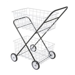 Metalen Frame 2 Tier Wasserij Kleren Mand <span class=keywords><strong>Trolley</strong></span> Op Wielen Winkelwagen - Product Image 2