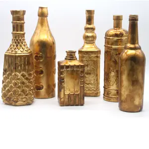 Vintage altın bakır mekanizması cam vazo şişe ev dekor adet