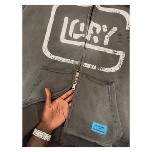 Fabrication de sweats à capuche haut de gamme, impression vintage personnalisée, effet délavé, veste lourde, lavage à l'acide, sweats à capuche surdimensionnés à double fermeture éclair - Product Image 4