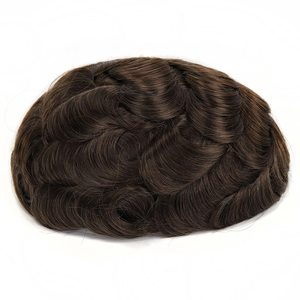 TOPUNIQUE TUL05 Peluca de Cabello Humano Virgen Indio Remy para Hombre, Transpirable, con Línea de Cabello Invisible, con Base de Encaje y Piezas de Piel con Sección Transversal Segura, Ondas Profundas - Product Image 5