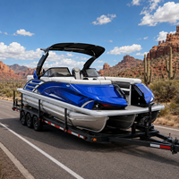 Bateau ponton innovant certifié CE de 22 pieds en aluminium, pour 12 personnes, avec table de salon avant, bateau ponton de loisirs familial, bateau ponton à louer