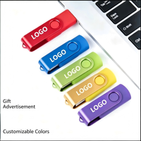 Clé USB pivotante miniature en métal, clé USB portable, mémoire flash, logo personnalisé pour cadeau promotionnel de bureau