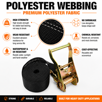 Sangle d'arrimage à cliquet en polyester robuste et compacte de 1,5 pouce, 2 tonnes, avec pièces galvanisées pour la sécurisation des charges de camions et conteneurs