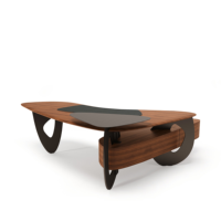 Bureau de direction artistique irrégulier, design italien moderne, en bois massif, avec pieds en métal, pour bureau de luxe à domicile