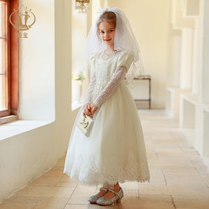 Белое элегантное платье с цветочным принтом для девочек - Product Image 4