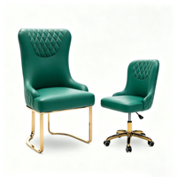Ensemble de chaises de luxe pour salon de manucure : Chaise client avec base à patins et chaise de technicien à roulettes pour salon de beauté des ongles