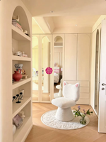Tabouret de coiffeuse Yicheng mignon pour chambre de filles, chaise de maquillage rotative, siège de table à maquillage tendance pour mobilier de salon de beauté à domicile