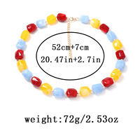 Collier ras du cou multicouche en résine épaisse avec perles, perles baril irrégulières arc-en-ciel, colliers statement bohèmes, bijoux de mode pour femmes