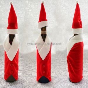 Funda para Botella de Vino Navideña Roja, Gorro Navideño para Botella de Vino, Accesorios Navideños, Bolsa para Botella de Vino - Product Image 1