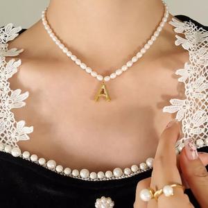 Luxurious Initial <strong>Pendant</strong> Handmade Freshwater <strong>Pearl</strong> Letter <strong>Necklace</strong> for Women Jewelry - Product Image 3