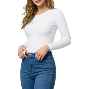 <span class=keywords><strong>Magliette</strong></span> girocollo a maniche lunghe personalizzate da <span class=keywords><strong>donna</strong></span> con decorazione a foro e collo stretto realizzato in bambù naturale - Product Image 4