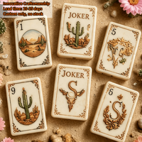 Jeu de Mahjong en Acrylique Gravé sur le Thème du Paysage Western, Tuiles de Mahjong Américaines Premium Personnalisées OEM ODM, Motif Cactus du Désert Jaune