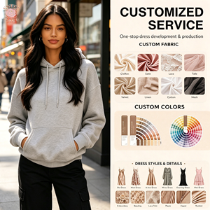Sudadera con Capucha Básica para Mujer, Sudadera Holgada de Color Gris Sólido, Sudadera con Capucha de Manga Larga Estilo Urbano Simple - Product Image 1