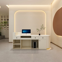Comptoir de caisse, réception, mobilier commercial moderne en MDF avec éclairage LED pour magasin de vêtements, salon de beauté, hôtel, salle de sport, école