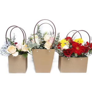 Custom Waterproof Kraft Paper Bouquet Flower Gift Bag Valentine's Day <strong>Wedding</strong> Rose Party Flower Packaging Bags With Flat Handle - Product Image 2