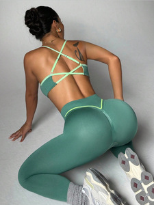 Ensembles de yoga 2 pièces en gros pour femmes : Tenue de sport et fitness avec coutures contrastées - Product Image 3