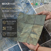 Carrelage de piscine en porcelaine effet marbre 300x300mm, vert émaillé antidérapant, pour projets de villas haut de gamme et spas extérieurs