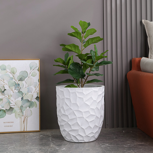 Macetas blancas grandes de 26/35/46cm de diámetro, maceta redonda de fábrica al por mayor para el hogar, jardín, macetas de arcilla de fibra para interiores y exteriores - Product Image 4