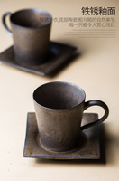 Tasse à café en céramique de style vintage japonais avec soucoupe Ensemble de tasses de petit-déjeuner en porcelaine rétro européenne de luxe à usage domestique exquis