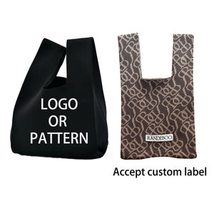 Bolso de compras de ganchillo de punto de hombro a cuadros de celosía de moda de gran tamaño personalizado al por mayor bolso de mano para tejido de punto - Product Image 2