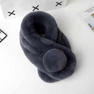 ผ้าพันคอขนสัตว์เทียมสำหรับผู้หญิงผ้าพันคอสำหรับฤดูหนาวพร้อมผ้าพันคอขนกระต่ายและลูก - Product Image 2