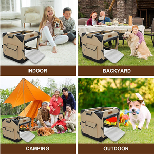 Collapsible <strong>Soft</strong> <strong>Dog</strong> <strong>Crate</strong> for Large <strong>Dogs</strong> 4Doors Foldable Travel Cat Kennel with Durable Mesh Windows Indoor Outdoor Pet Cage - Product Image 5
