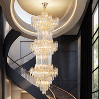 Lustre en cristal de luxe pour grande villa, lampe de banquet, hall d'hôtel, salon, suspension de plafond, hauteur réglable