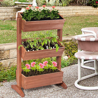 100% support de plante en bois massif à 3 niveaux lit de jardin surélevé vertical avec boîte de jardinières en bois pour la maison jardin extérieur