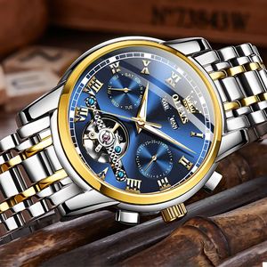 Montres pour hommes OLEVS, montre mécanique automatique, montre-bracelet <span class=keywords><strong>de</strong></span> style business, étanche, bracelet en acier inoxydable, montre squelette avec <span class=keywords><strong>calendrier</strong></span> pour homme - Product Image 2